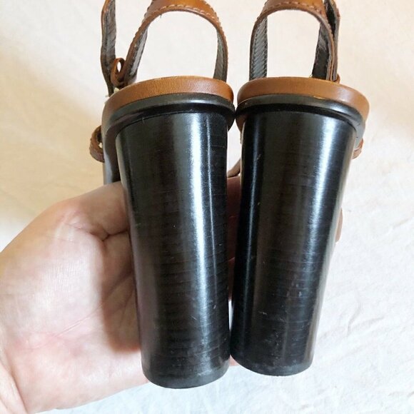 BURBERRY Women’s Sz 39 US 8.5 Carmel Brown Equestrian Style Sling Back Heels - Picture 7 of 12